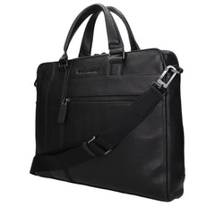Black Leather Business And Laptop Bag