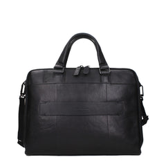 Black Leather Business And Laptop Bag