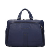 Blue Leather Business And Laptop Bag