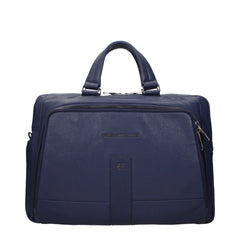 Blue Leather Business And Laptop Bag