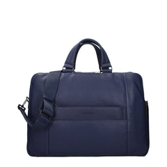 Blue Leather Business And Laptop Bag
