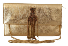 Gold Leather Embellished Shoulder Strap Bag