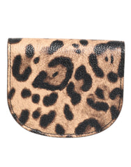 Brown Leopard Print Calf Leather Small Coin Purse Wallet