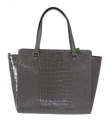 Gray Croc Embossed Leather Elissa Bristol Drive Tote Handbag