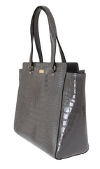 Gray Croc Embossed Leather Elissa Bristol Drive Tote Handbag
