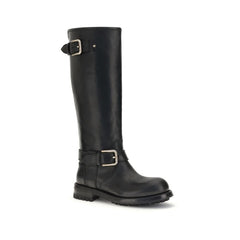 Black Calf Leather Bos Taurus Lace-Up Boots