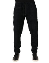 Black Cotton Logo Men Jogger Sweatpants Pants