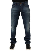 Dark Blue Washed Cotton Skinny Men Denim Jeans