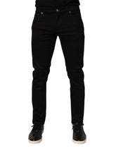 Black Cotton Blend Skinny Men Trouser Pants