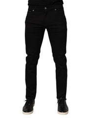 Black Cotton Blend Skinny Men Trouser Pants