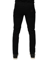 Black Cotton Blend Skinny Men Trouser Pants