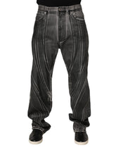 Black Gray Graphic Print Denim Pants Jeans