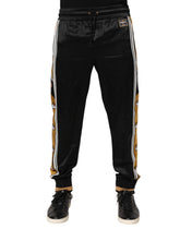 Black Gold Satin Crown Side Stripe Jogger Pants