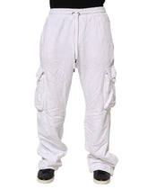 White Cotton Cargo Trousers Logo Patch Pants