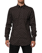 BrownFloral Collared GOLD Formal Dress Shirt