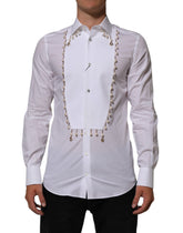 White Cotton DG Logo Pearl GOLD Formal Shirt