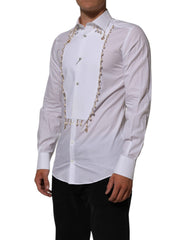 White Cotton DG Logo Pearl GOLD Formal Shirt