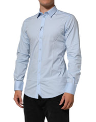 Light Blue Cotton GOLD Formal Men Dress Shirt
