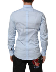 Light Blue Cotton GOLD Formal Men Dress Shirt