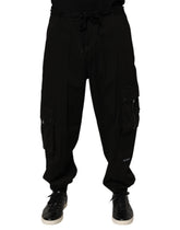 Black Cotton Cargo Jogger Sweatpants Pants