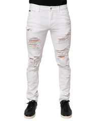 White Distressed Ripped Denim Trouser Jeans