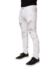 White Distressed Ripped Denim Trouser Jeans