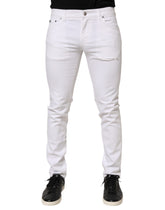 White Ripped Cotton Skinny Men Denim Jeans