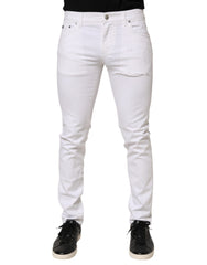 White Ripped Cotton Skinny Men Denim Jeans