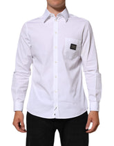 White Logo Plaque Collared Formal Dress Shirt