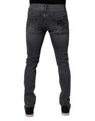 Dark Gray Cotton Stretch Skinny Denim Jeans