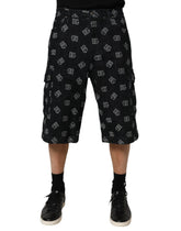 Black Monogram Denim Cargo Men Bermuda Short