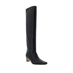 Black Calf Leather Bos Taurus High Heel Boots