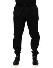 Black Cotton Stretch Casual Trouser Pants