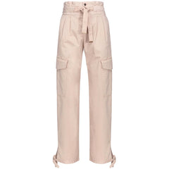 Pink Cotton Women Trouser With Cargo Pockets