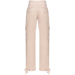 Pink Cotton Women Trouser With Cargo Pockets