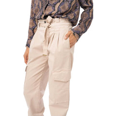 Pink Cotton Women Trouser With Cargo Pockets