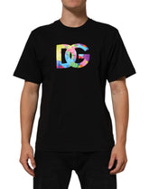 Black Logo Print Cotton Crew Neck T-Shirt