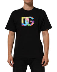 Black Logo Print Cotton Crew Neck T-Shirt