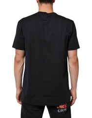 Black Logo Compass Cotton Crew Neck T-Shirt