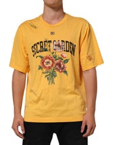 Yellow Secret Graden Floral Cotton Crew Neck T-Shirt
