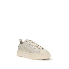 Cream Leather Platform Sneakers