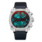 ساعة يد جلدية زرقاء