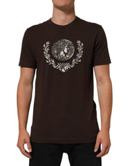 Brown Coin Laurel Print Men Crew Neck T-Shirt
