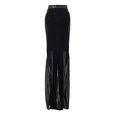 Black Viscose Long Skirt