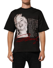 Black Marilyn Monroe Cotton Crew Neck T-Shirt