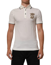 White Logo Embroidery Cotton Polo T-Shirt
