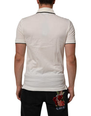 White Logo Embroidery Cotton Polo T-Shirt