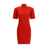 Red Merino Wool Casual Dress