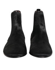 Black Leather Fur Men CHELSEA Boots Shoes