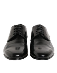 Black Calfskin Leather Derby Men Dress Shoes